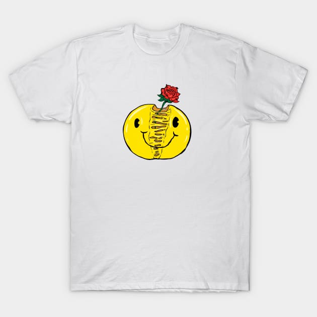Melted Smiley Emoji Rose T-Shirt by yogisnanda
